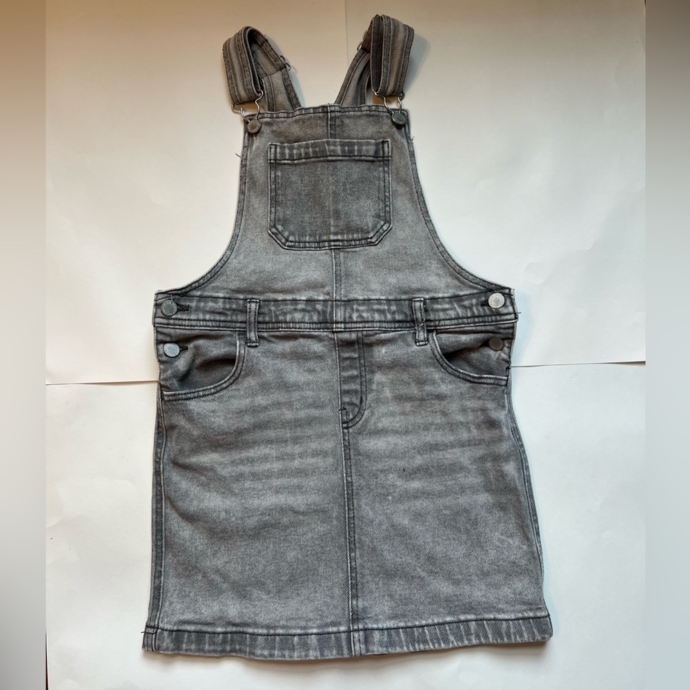 Girls Black Acid Wash Denim Overall Style Dress - Art Class